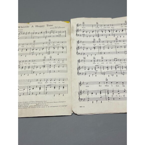 Vintage Sheet Music "I Whistle A Happy Tune" from "The King and I" Rodgers READ - Picture 6 of 9